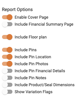 The different report options available.