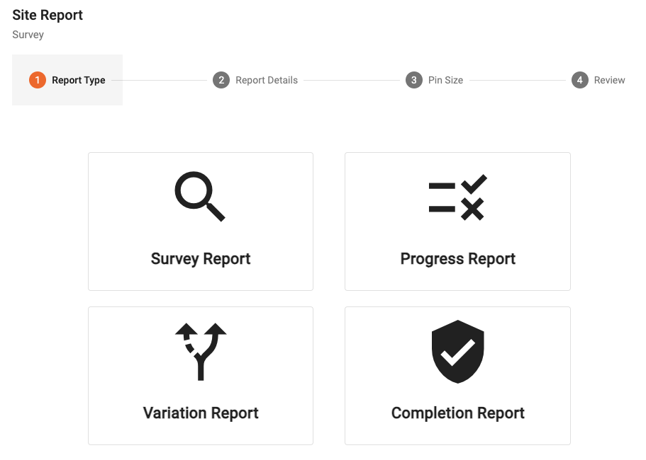 Site Report screen showing the four presets.